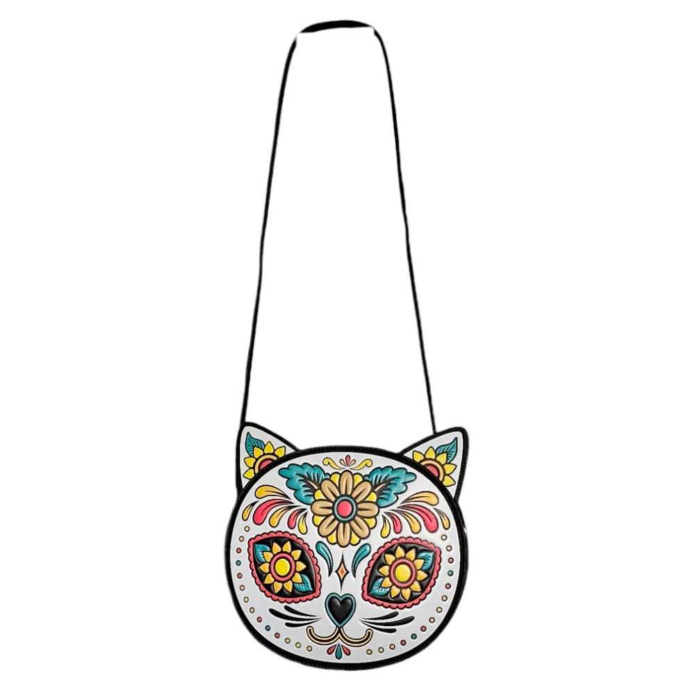 Sugar Skull Cat Crossbody Bag